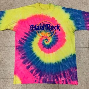 Vintage 90s Hard Rock Cafe Vallarta Mexico Spiral Tie Dye T-Shirt Unisex Size XL